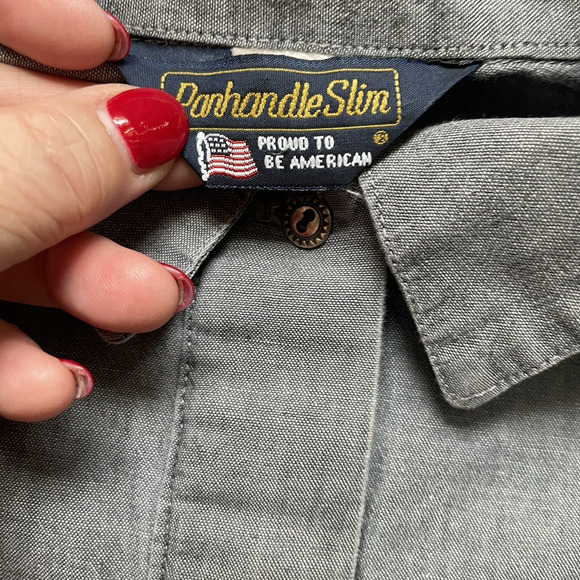 Vintage 90s Panhandle Slim Western Shirt Women Large Blue Aztec Embroidered Top - Picture 5 of 13